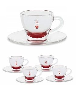 Bialetti Set de 4 tazas de cristal rojas